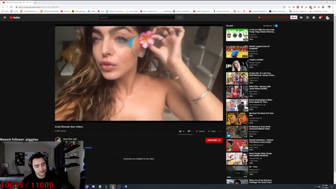 Mizkif watches his sisters video with an eye tracker.