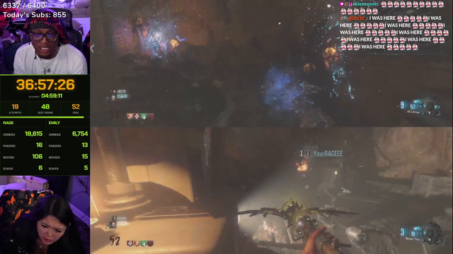 Rage and Emily hit their goal of reaching and beating Round 52 in BO3 Zombies in just 37 hours breaking Agent and Cinna's Round 50 record that took 152 hours