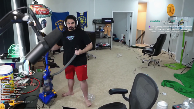 Esfand does some house cleaning