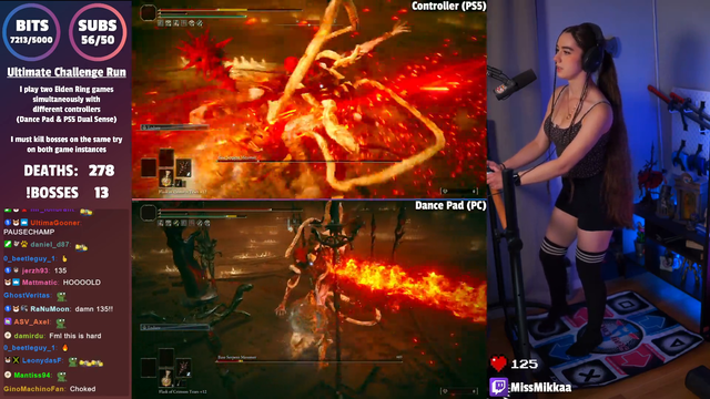 MissMikkaa beat Messmer the Impaler on PS5 and PC at the same time,using a controller and a dance pad
