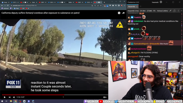 HasanAbi laughs when cop comes close to death