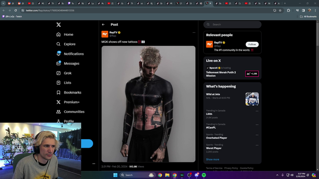 Xqc finds out MGK new tattoos and is confused