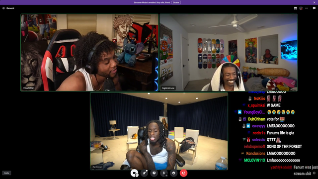 Kai, Bruce and Rage on meeting mizkif at the streamer awards