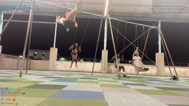 ExtraEmily jumps off a swing