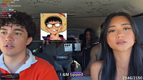 Streamer Santipulgaz constantly looking at chat whilst driving with friends in car