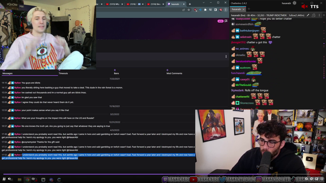 xQc's reaction to the gambling Hasan viewer that lost everything