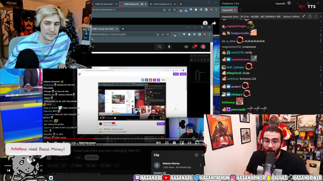XQC reaction to Hasan roasting Destiny