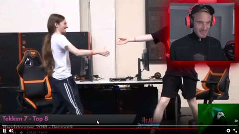 Pewdiepie’s reaction to Aris’s reaction to the most awkward hug