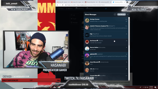 Hasan shows dms with Sliker before he got banned