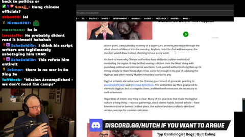 Hutch brings up the article Hasan linked, and is promptly confused why Hasan used it in his defense of China.