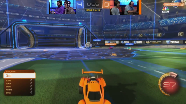 Son brings his dad to participate in a rocket league tournament