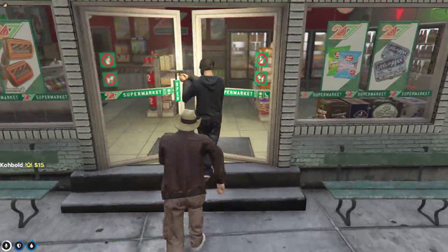 Sven and Speedy rob the store.