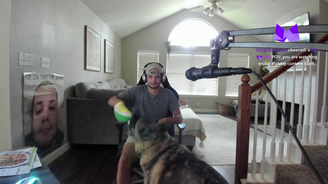 Erobb takes his dog for a walk