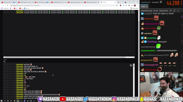 Hasan Looks at a banned viewer's logs in xqcs chat