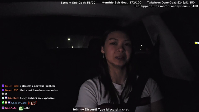 Twitch Streamer Danioskam Times it perfect in her car
