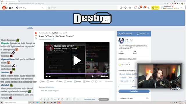 Destiny calls out Hasan for using "gusano" part 2