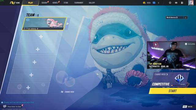 Timthetatman crashing out after losing 90% of his games in 9 straight hours of Marvel Rivals. 