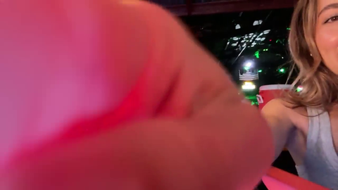 Bartender girl spits drink in her customer's mouth