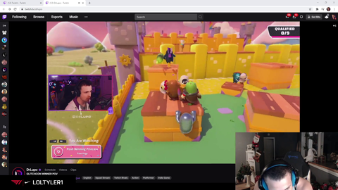 xQc stream sniping DrLupo during TwitchRivals