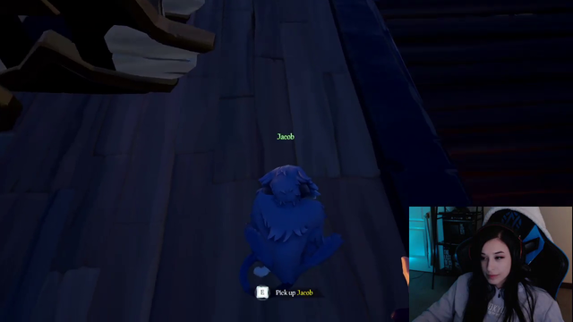 Streamer's camera unfortunately blocks patting monkey and looks like something else is happening