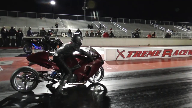 Biker Wipes Out At Drag Strip