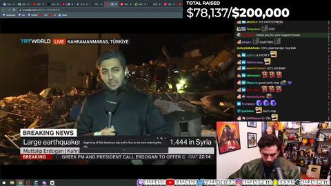 Hasan sets up donation link for turkey and syria after devastating earthquake. (link to donate inside)