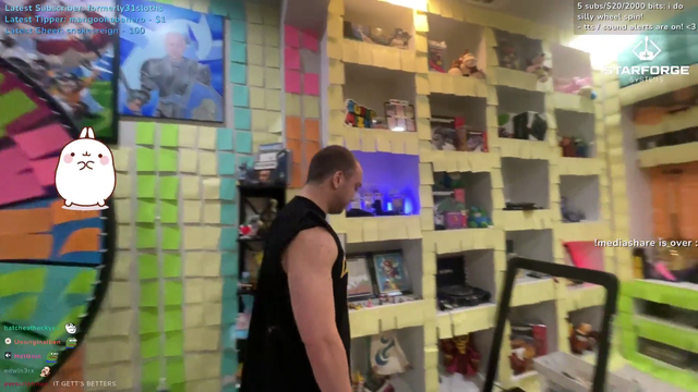 Streamer has room covered in sticky notes