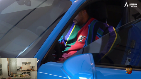 Senior citizen gets out of a Porsche GT3