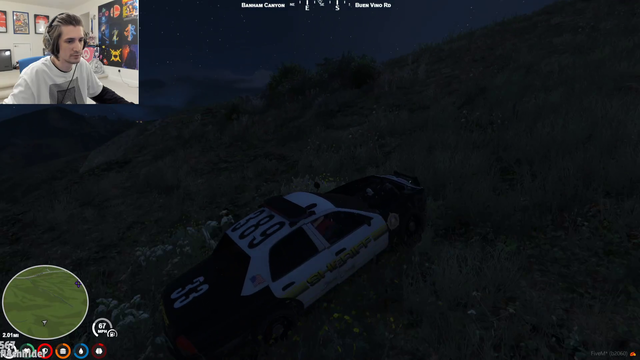 X looks for a spot to destroy cop car