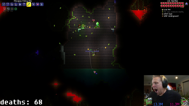 Quin69 enjoying Terraria with his chat