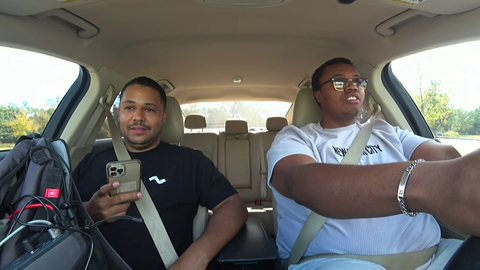 russel gets nervous while nmp teaches him how to drive