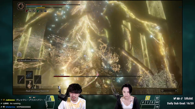 Japanese streaming couple blluist beats Elden Ring completely using split controls