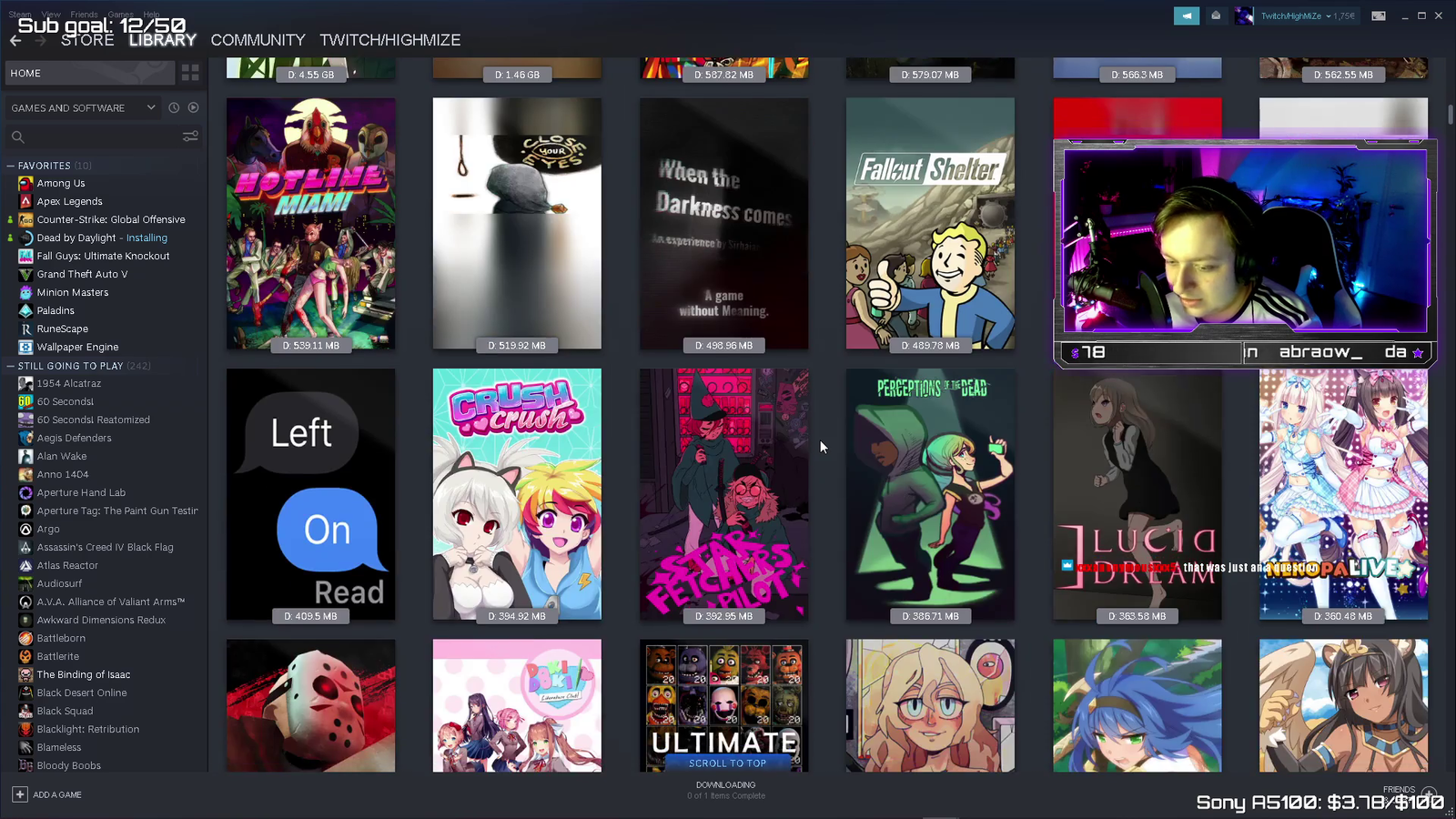 Streamer accidentally exposes his Steam Library