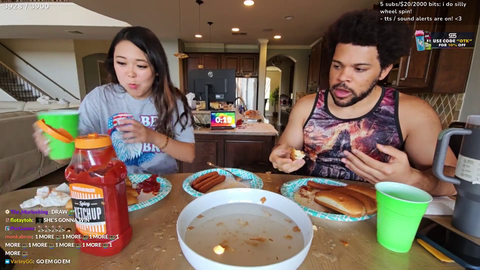Trihex lost to ExtraEmily in a hotdog eating competition
