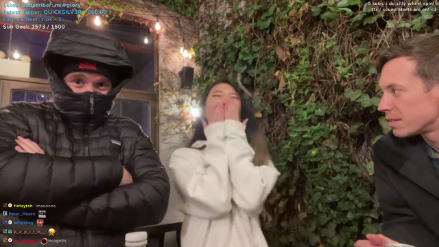 ExtraEmily does uwu to two strangers