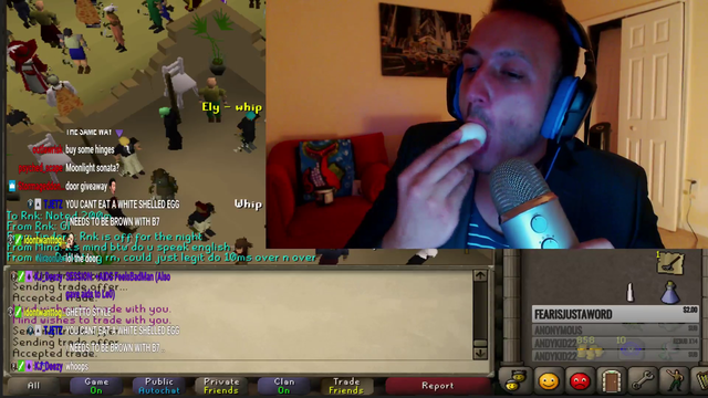 Some streamers enjoy fine cuisine when they stream. Hyphonix enjoys raw eggs with the shells.