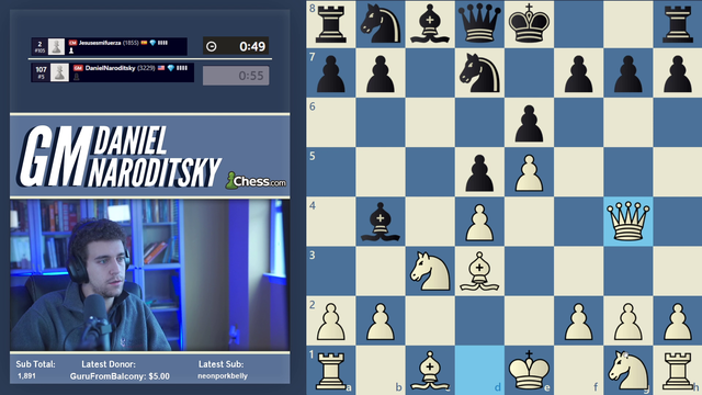 Daniel Naroditsky calmly premoves mate in 5