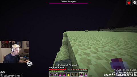xQc m0xy and Bry fight the Ender Dragon Pog