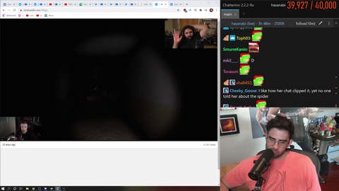 Hasan getting scared by Esfand getting scared by Soda getting scared