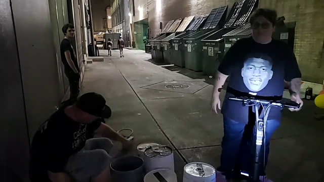 Andy freestyles with a street drummer