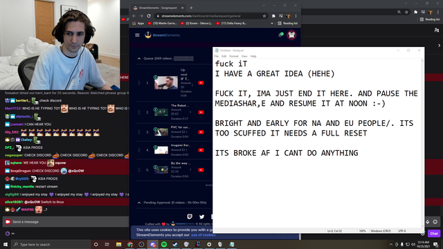 xQcOW ends stream over audio issues