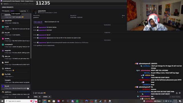 Bruce finds a familiar face in his unban requests