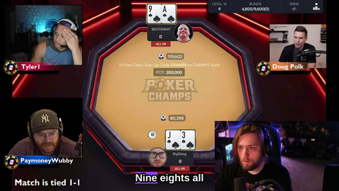 Rigged final hand in the 3rd place poker tournament match.
