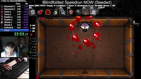 Streamer beats The Binding of Isaac Speedrun blindfolded