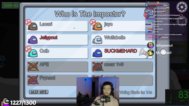 Lacari malding at Among us