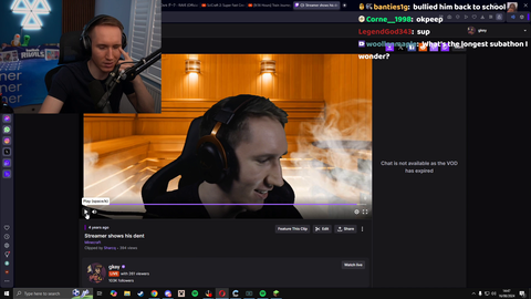 Streamer's head is dented