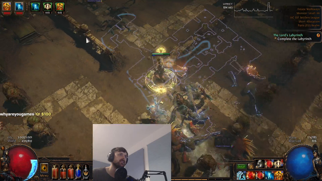 forsen died to bleeding - poe hardcore blind run
