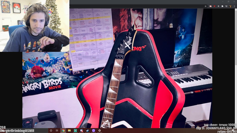 xqc looks at fan's bodypillow of him