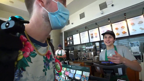 Jake gets recognized in Starbucks