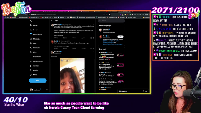 Kaceytron claims that xQc is playing the victim and using his court case for content